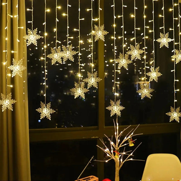 3.2M Christmas Light Led Snowflake Curtain Icicle Fairy String Lights Outdoor Garland Home Party Garden 2023 New Year Decoration-01