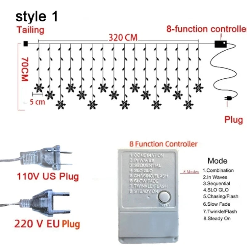Christmas Light LED Snowflake Curtain-06