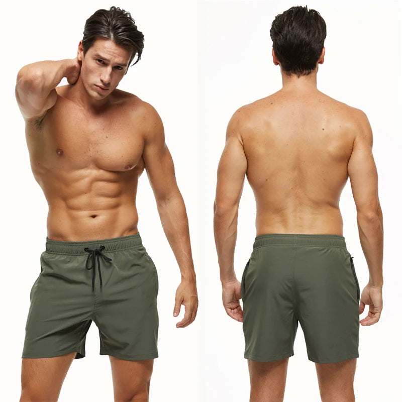 Escatch men’s quick dry swim trunks with zipper pockets and mesh lining in stylish beachwear design 2