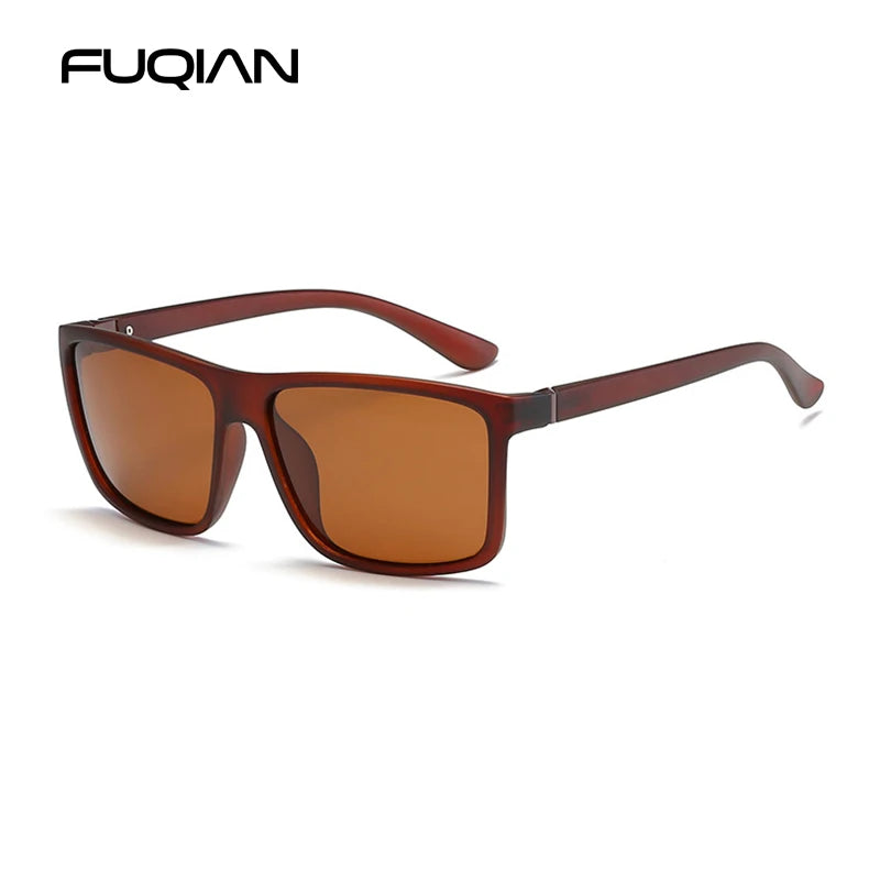 Classic Black Square Polarized Sunglasses - 03 tea color