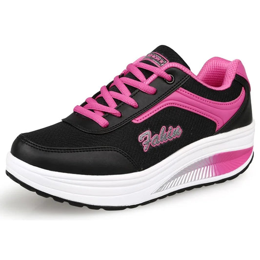 Women Casual Sneakers Height Increasing. -  black