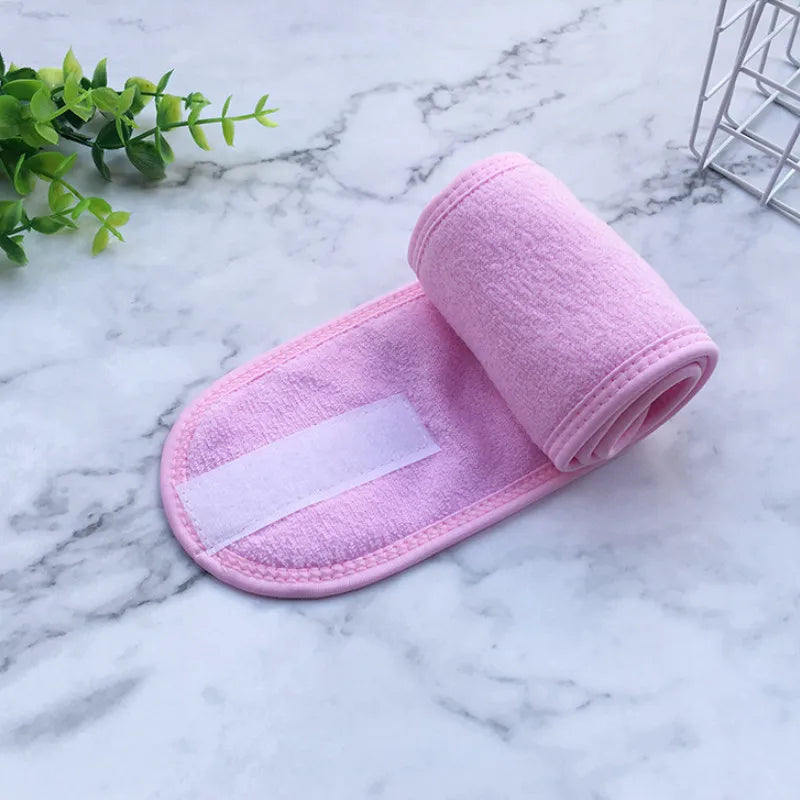 Adjustable wide headband for women – ideal for makeup, spa, and yoga  -  pink