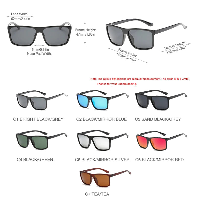 Classic Black Square Polarized Sunglasses - mylticolor