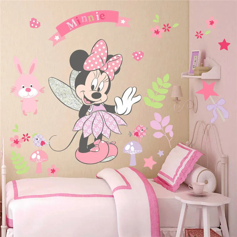 Children's room with Minnie Mouse wall decal and decor
