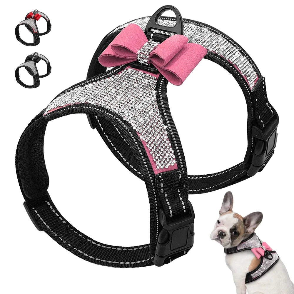 Reflective Dog Harness Rhinestone plus Nylon