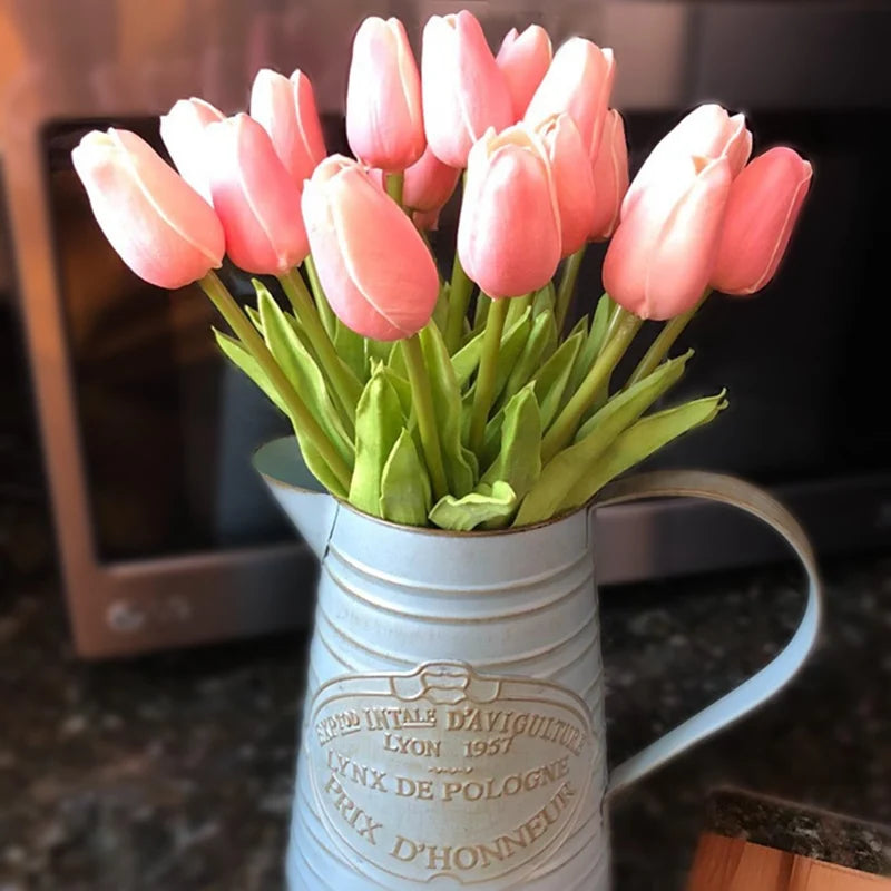 10PCS real touch artificial tulip flower bouquet for wedding, home, or garden decoration-pink