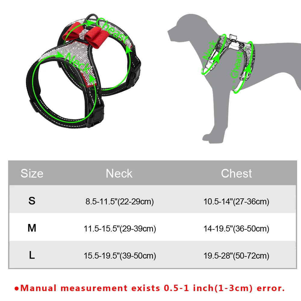 Reflective Dog Harness Rhinestone plus Nylon