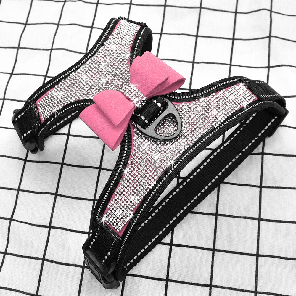 Reflective Dog Harness Rhinestone plus Nylon