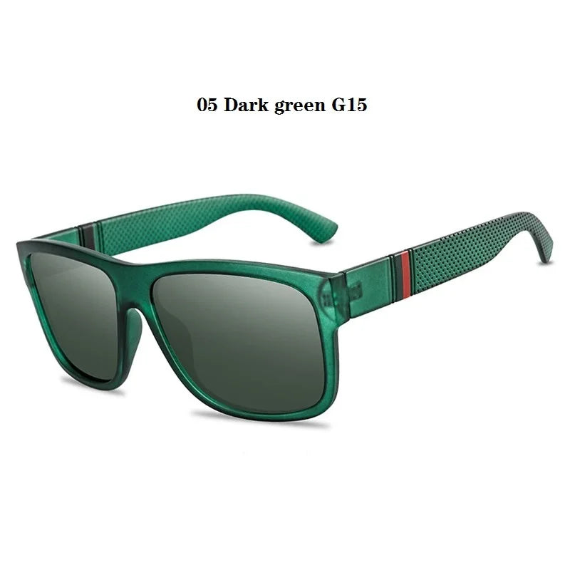 Oversized polarized UV400 sunglasses with big square frames for men and women - green