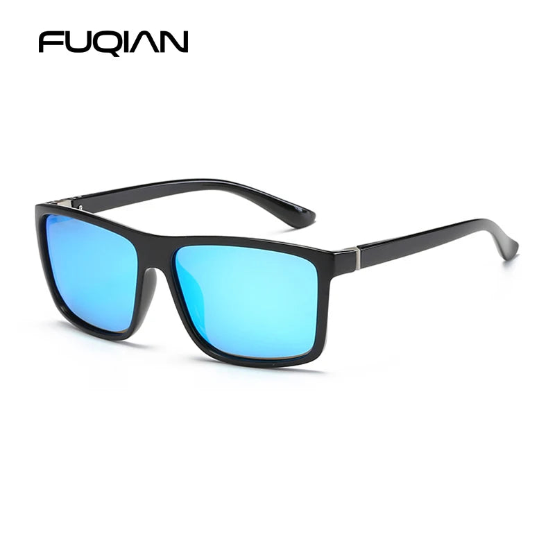 Classic Black Square Polarized Sunglasses - 03 blue