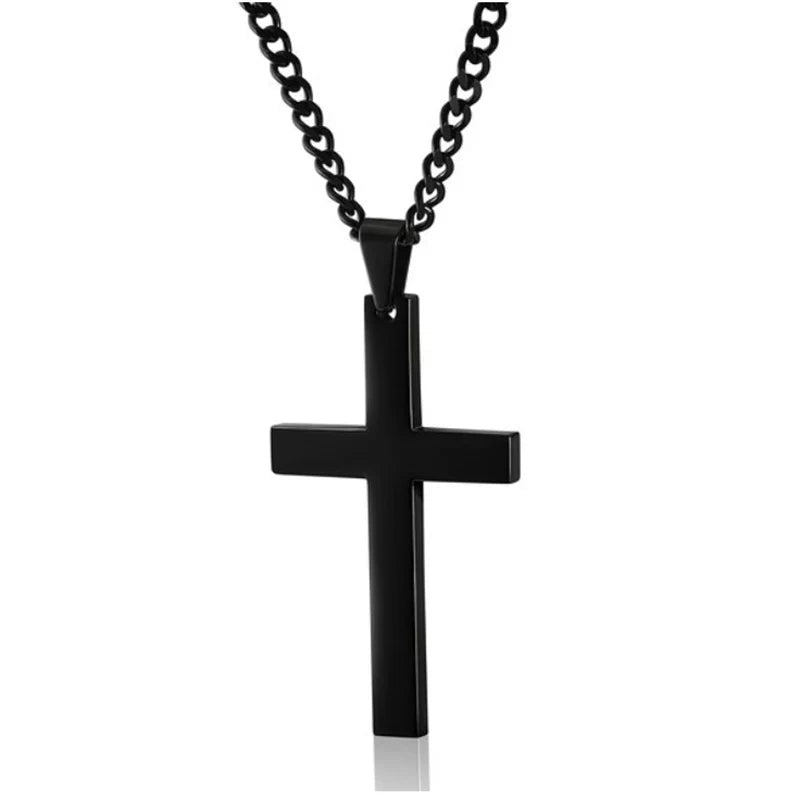Cross Pendant Necklace. - black