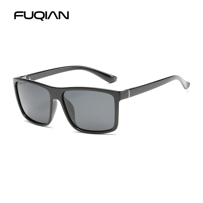 Classic Black Square Polarized Sunglasses - black