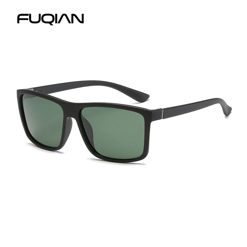 Classic Black Square Polarized Sunglasses - 04 green