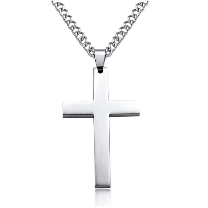 Cross Pendant Necklace. - silver