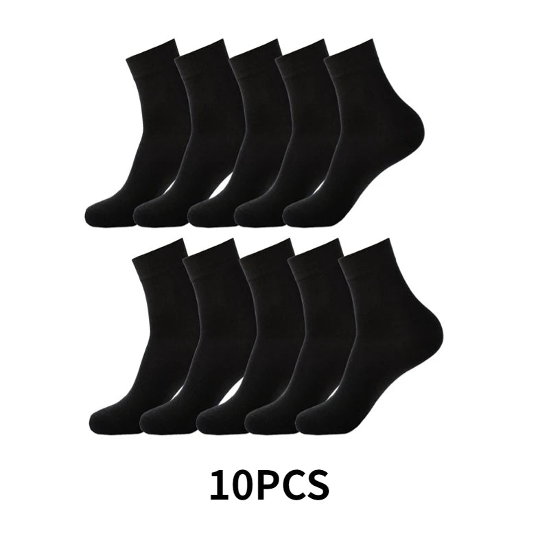 10 pairs of breathable black cotton business socks for men, size 38 to 45 -5