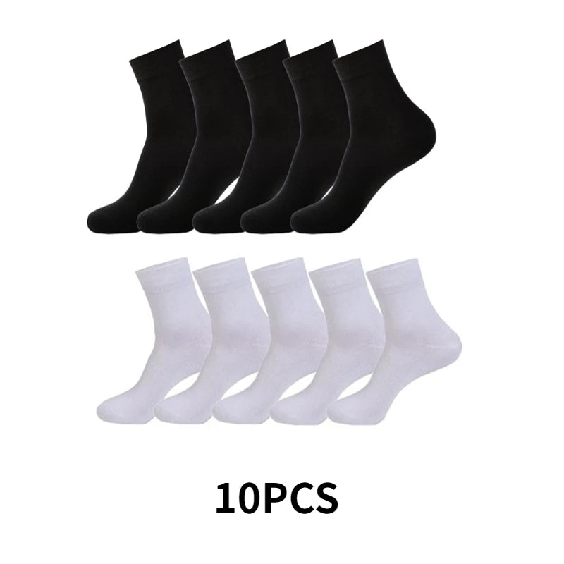 10 pairs of breathable black cotton business socks for men, size 38 to 45-7