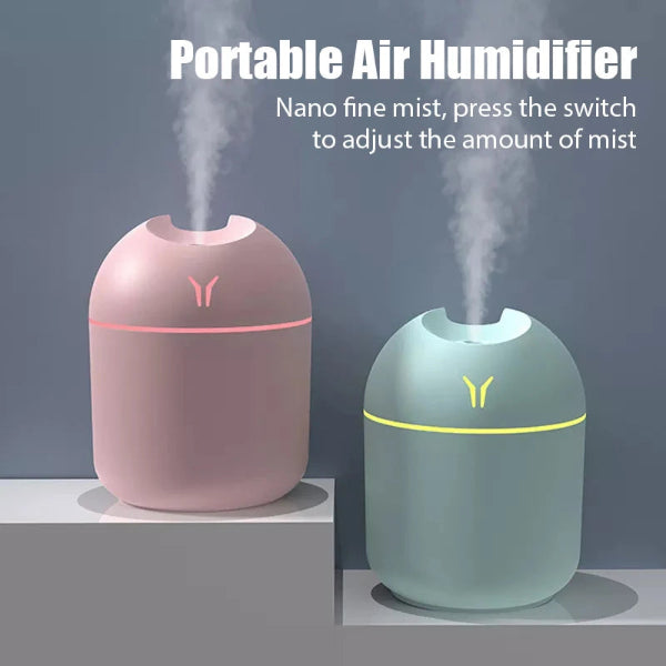 250ML USB-powered mini aroma oil diffuser with LED night lamp and humidifier function, ideal for home, office, or car air freshness.-pink and blue