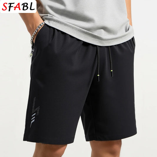 Black shorts with drawstring on a white background, featuring the brand 'SFABL'.