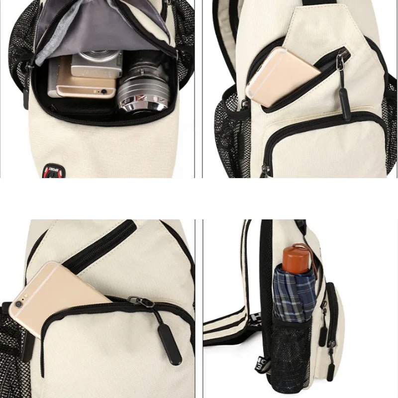 Women Small Backpack Casual Girls Chest Bag with Earphone Hole Travel Backpack Multi-Functional Rucksacks