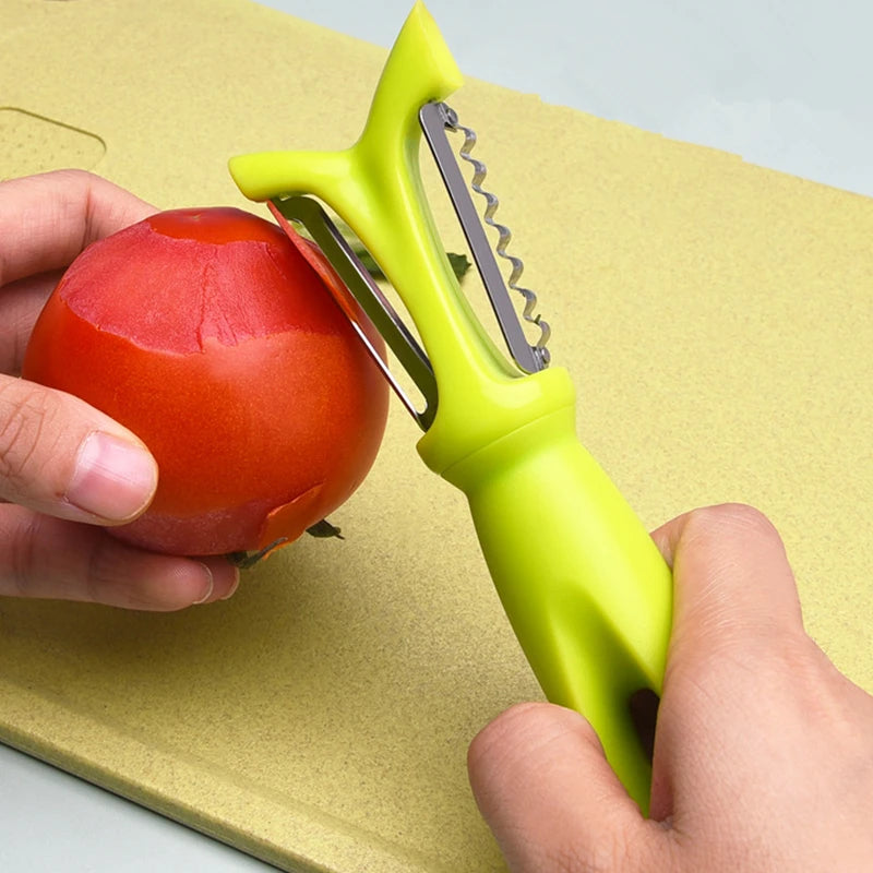 Stainless Steel 3-in-1 Peeler with Plastic Handle for Vegetables and Fruits - piler tomatoes