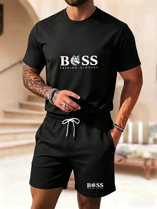 Men's two-piece sportswear short sleeved T-shirt and pants set running fitness sportswear 2026 summer promotion