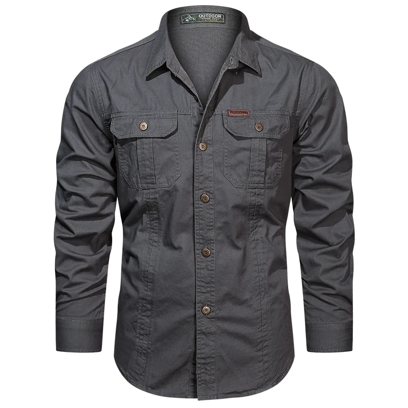 Cotton Cargo Shirt for Men Long Sleeve - 12