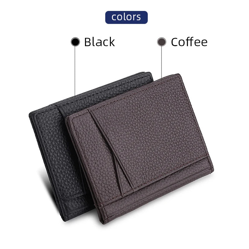 YUECIMIE slim genuine leather card holder wallet for men  - black coffee