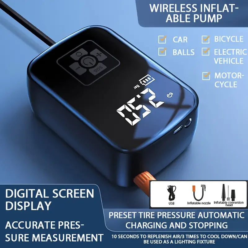 LEIBOO wireless air compressor with digital display for car, bike, and motorcycle tire inflation-012