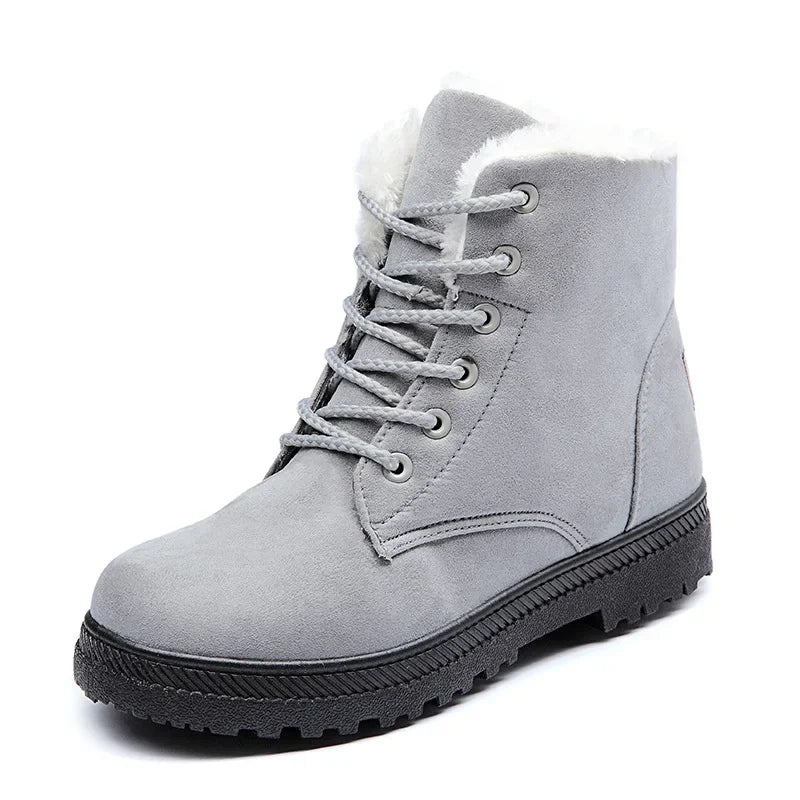 Winter Boots Ladies Snow Boots Lace Up  gray
