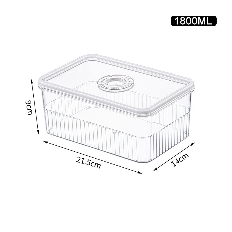 Transparent fridge food storage container for fruits, vegetables, and kitchen organization 1800ML