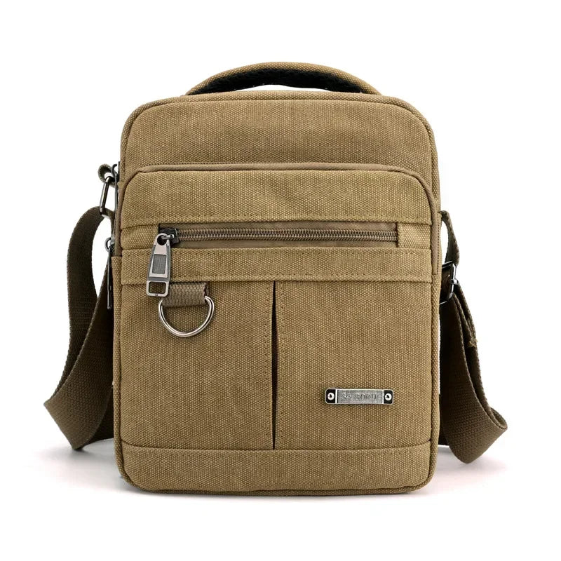 Fashion Mens Canvas Bag Casual Handbag - khaki