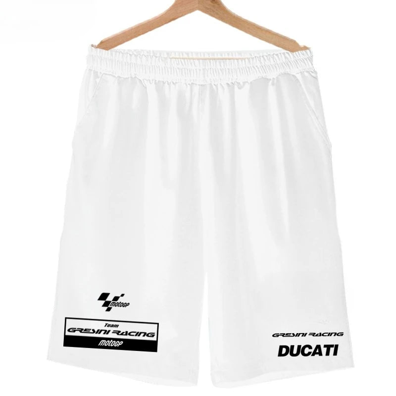 Racing Culture men’s summer cycling shorts quick-drying breathable sports pants fashion five-point medium pants white