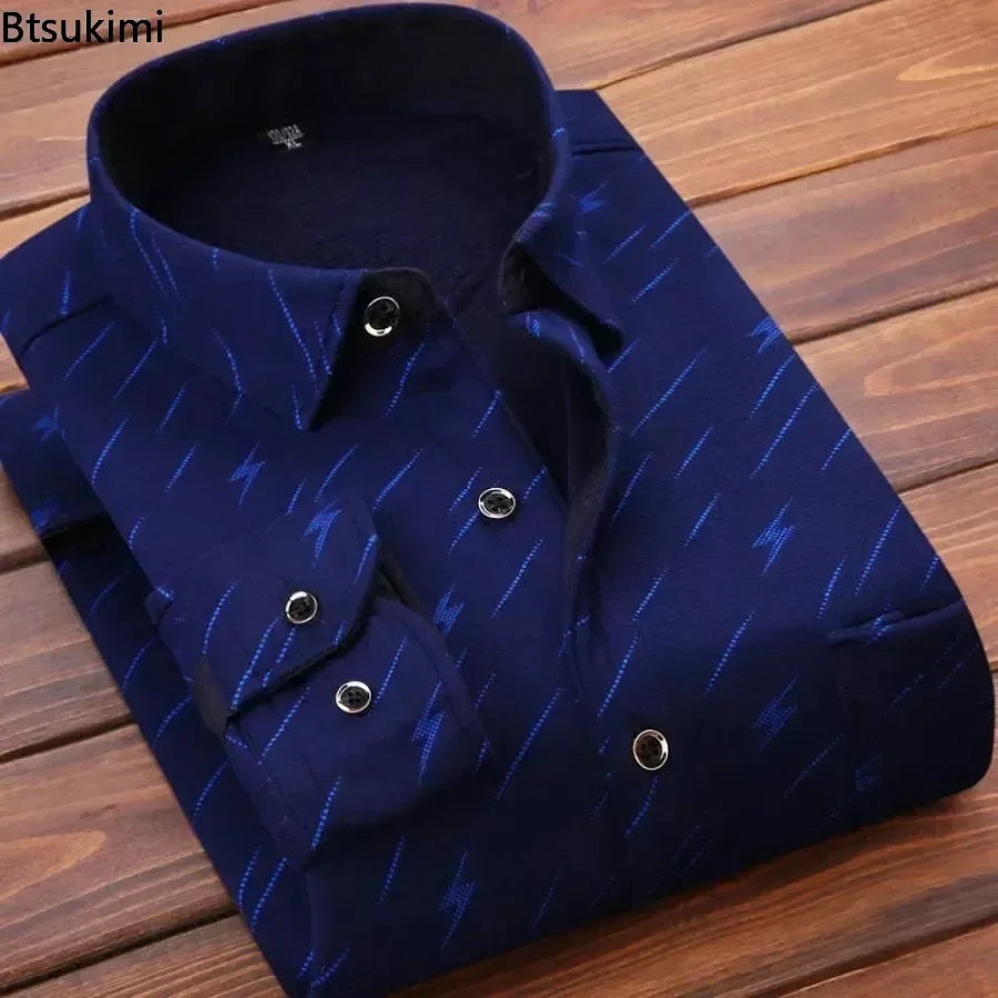 2024 men's thick warm plaid shirt with long sleeves in large 4XL size -blue 02