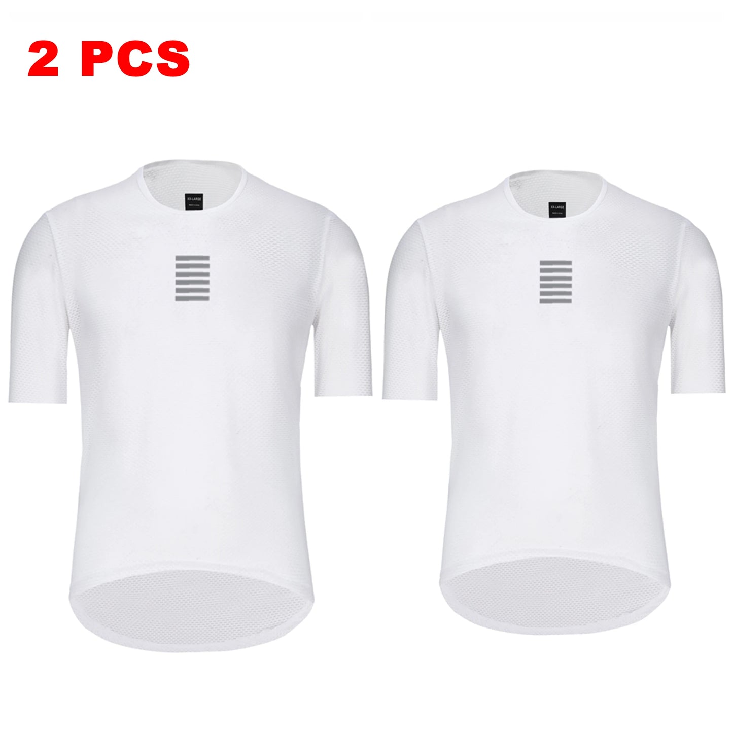 Set of two Rsantce 2024 men’s summer cycling undershirts designed with breathable mesh fabric white short sleeves