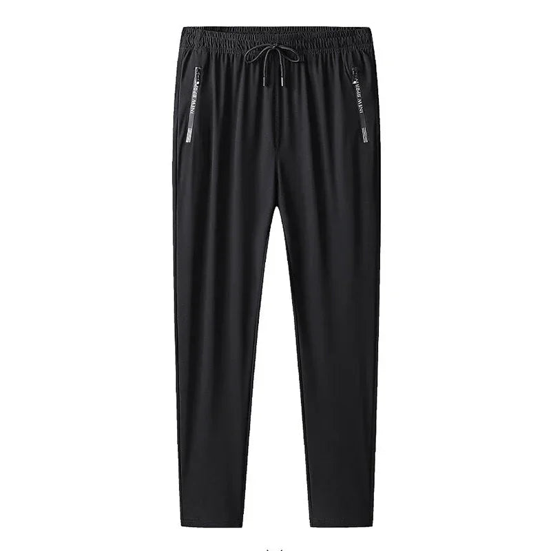 Black pants with drawstring on a white background