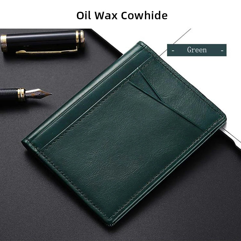 YUECIMIE slim genuine leather card holder wallet for men - green