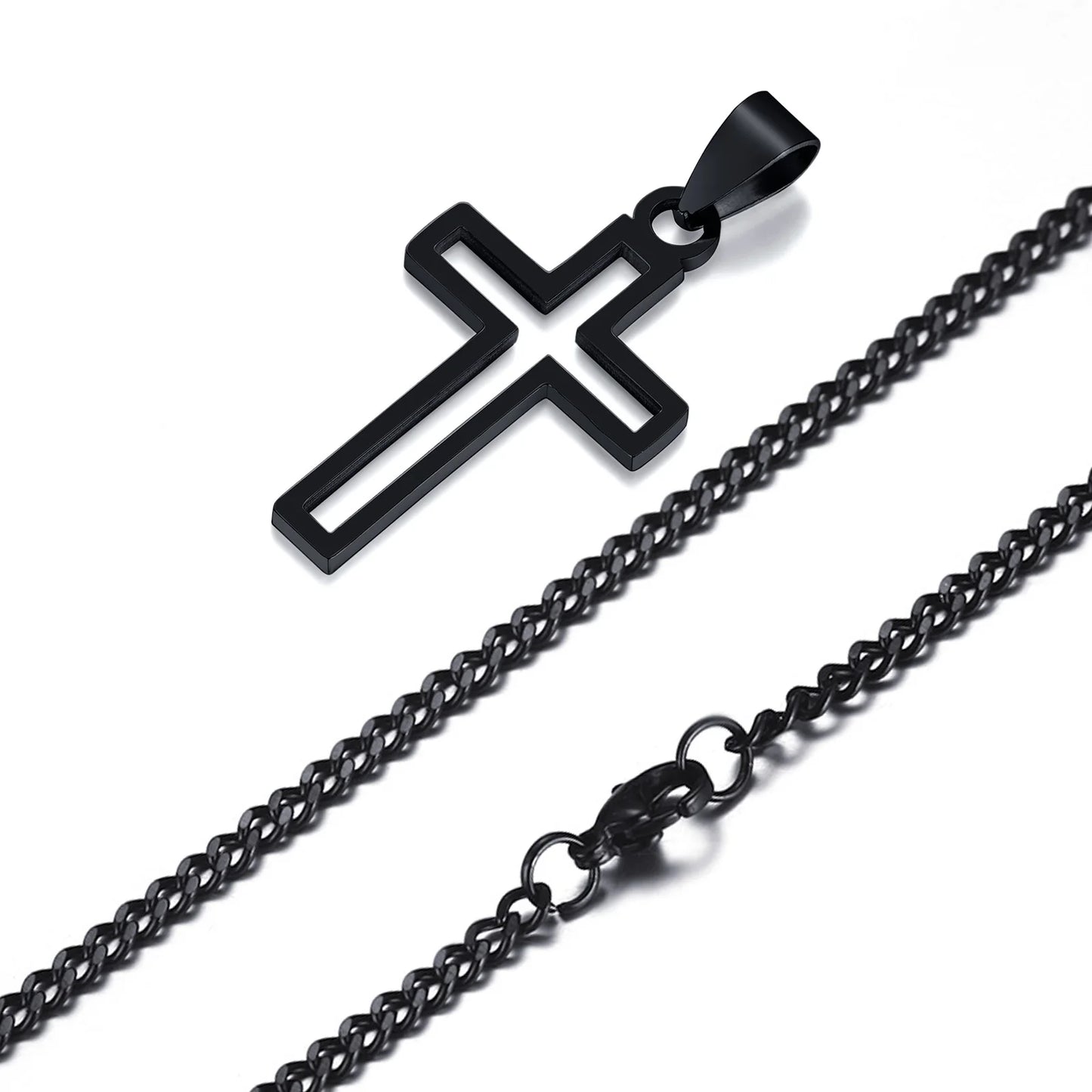 Mens Cutout Cross Necklaces. - black 03
