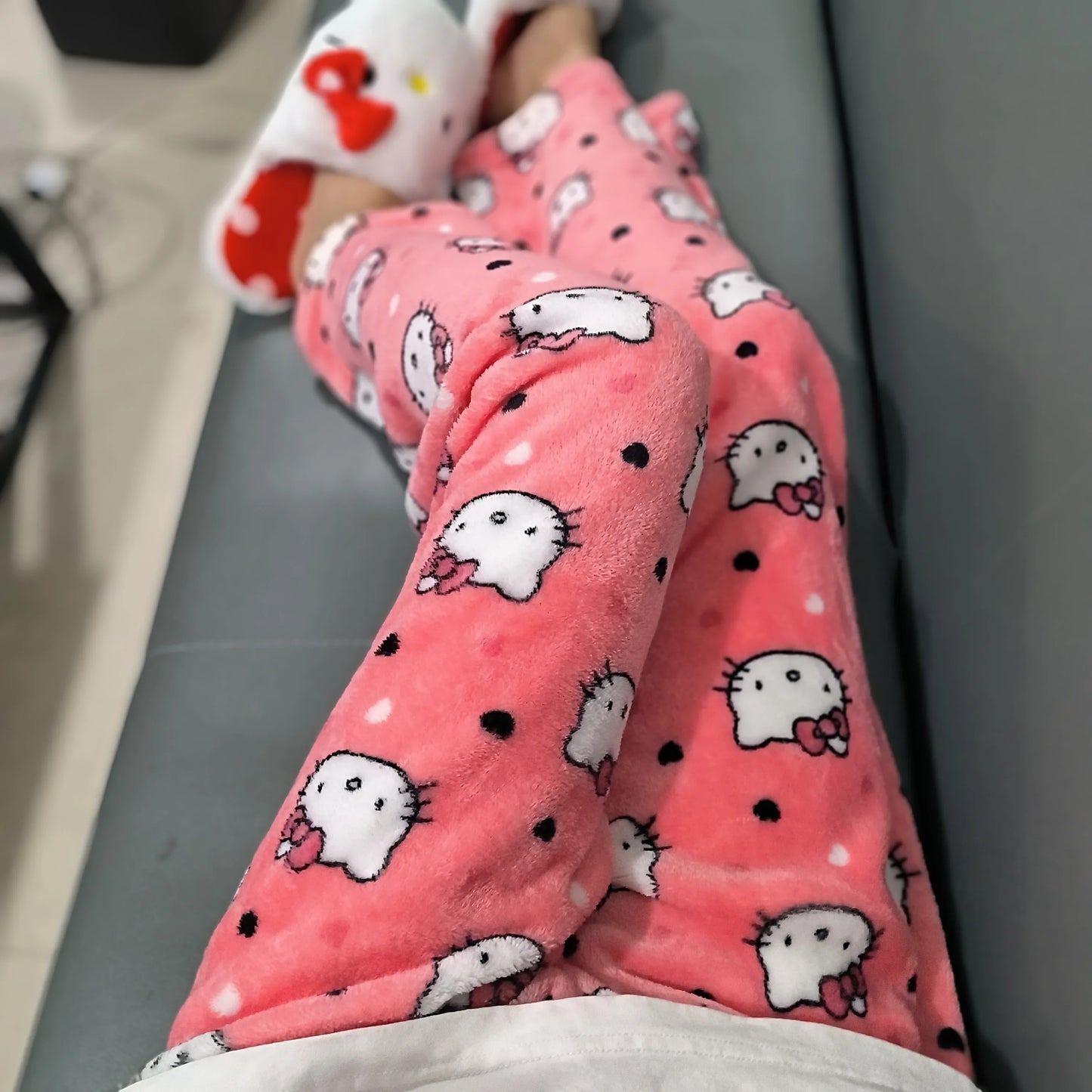 Hello Kitty Fleece Coral Pajama Pants -rose4