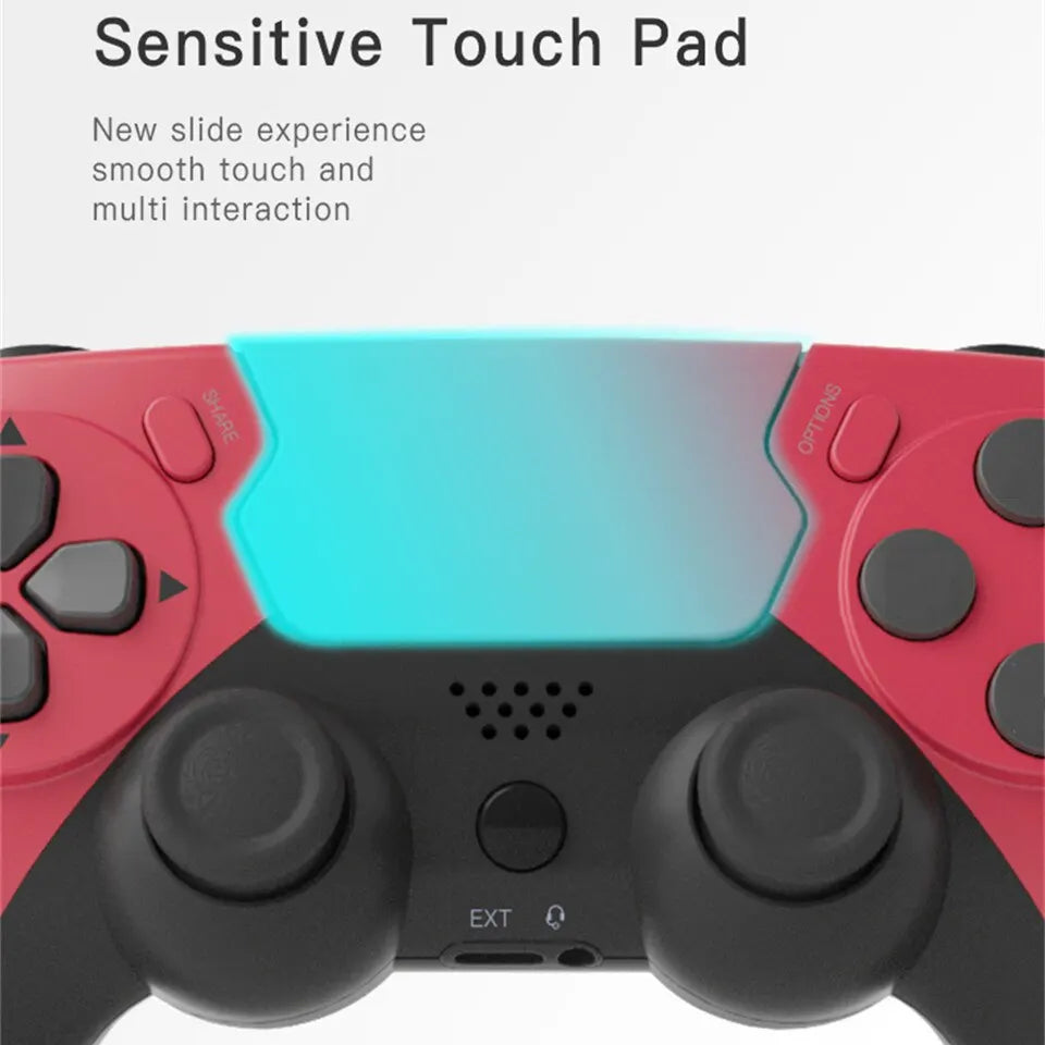 GAMINJA P48 wireless game controller with six-axis gyroscope and dual vibration for PS4, PS3, and PC gaming- sensitive touch pad
