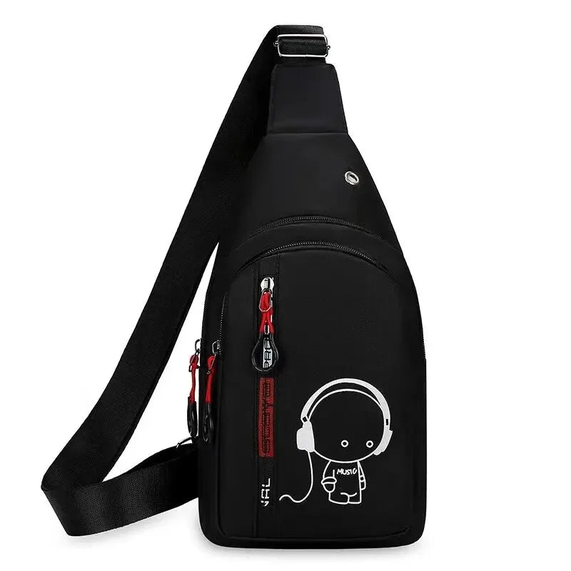 New Casual Fashion Male Shoulder Chest Bag - black6