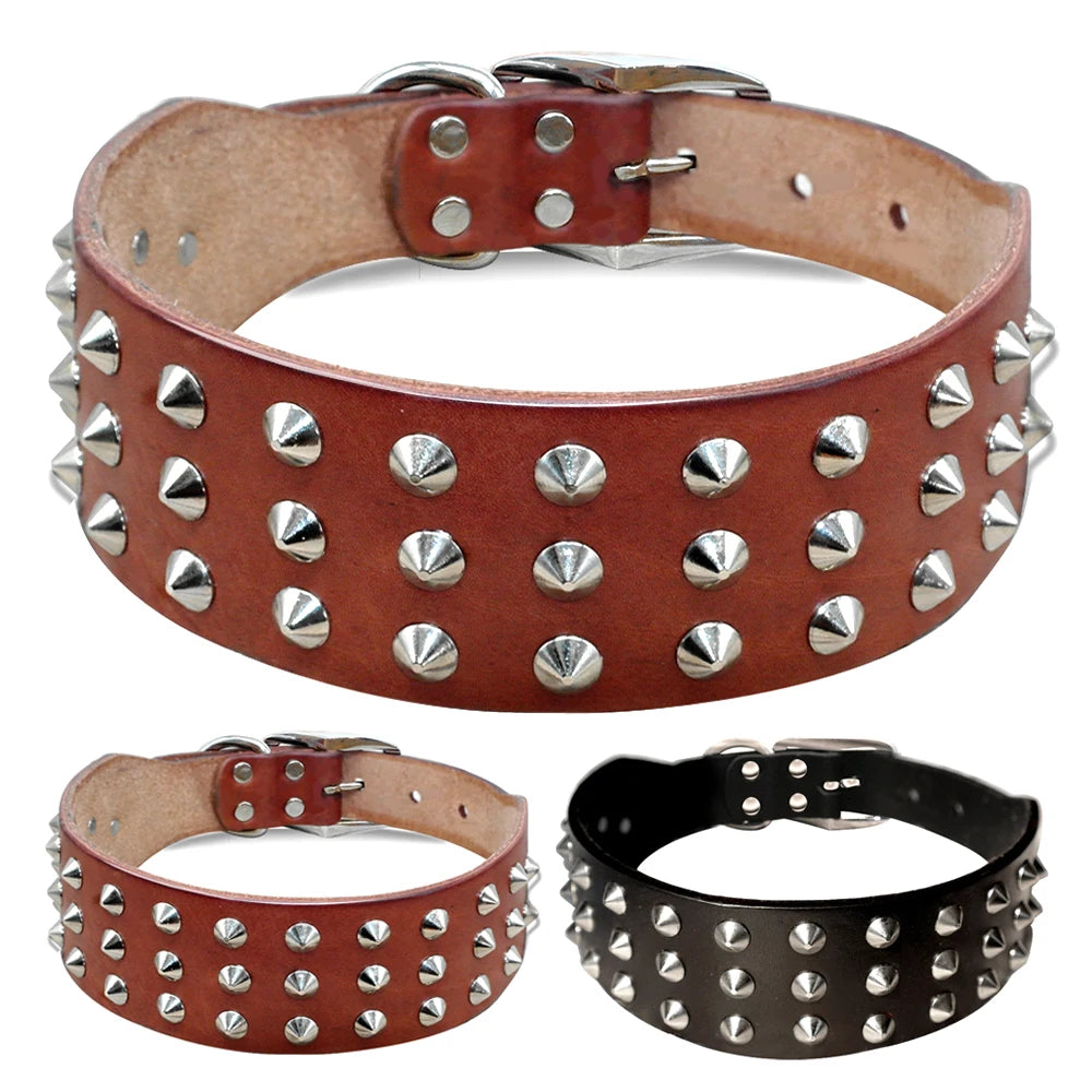 Spiked Studded Leather Dog Collar - 5