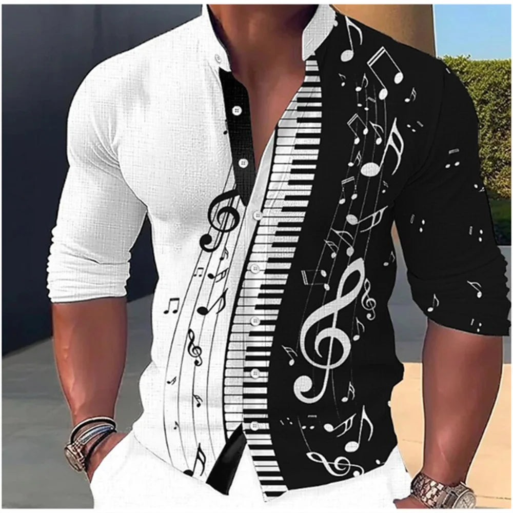 Men’s Standing‑Neck Long Sleeve Shirt – Soft Casual Fashion Top