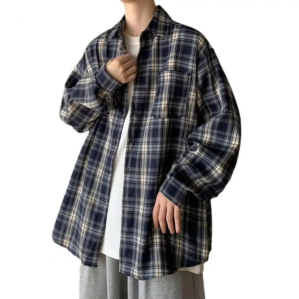 Jacket Retro Plaid Print Men's - 5 blue black