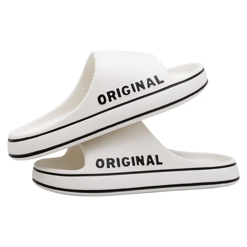 Feslishoet Summer Cool Women Men Slippers - white 2