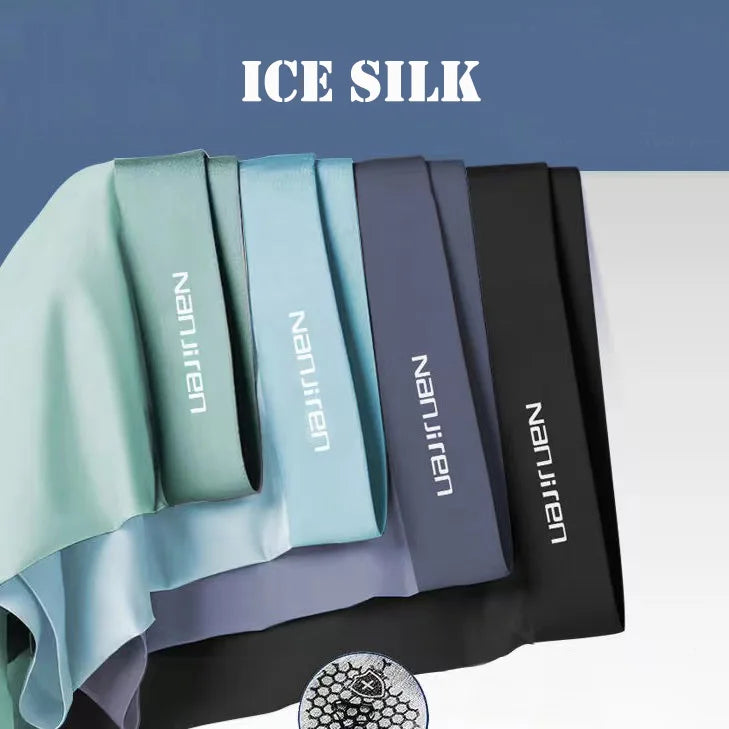 4-pack men’s ice silk boxer shorts in assorted colors with U convex pouch 77