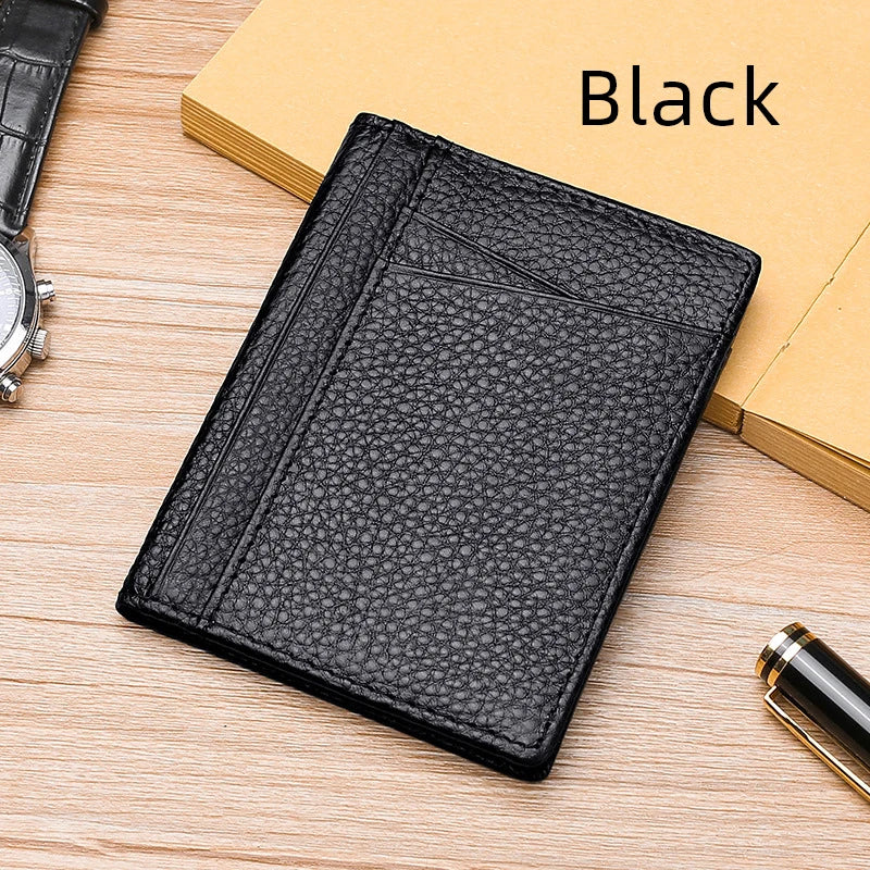 YUECIMIE slim genuine leather card holder wallet for men  - black4