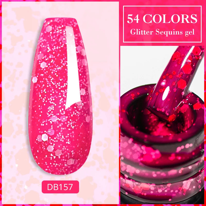 Nail Polish Set Glitter Sequins Semi Permanent - 4
