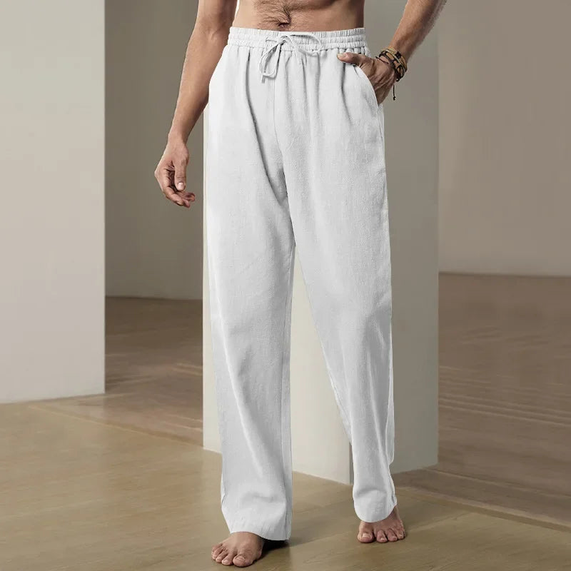 Men's Wide Pants Cotton Lightweight - white 2