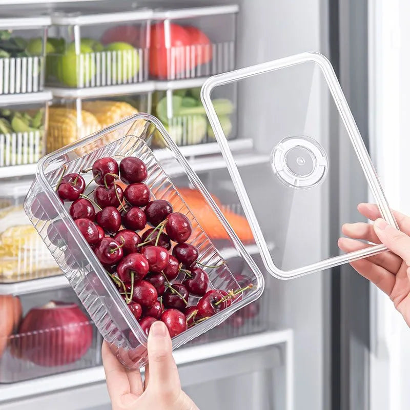 Transparent fridge food storage container for fruits, vegetables, and kitchen organization -3