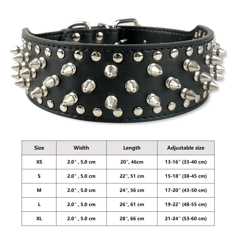 Spiked Studded Leather Dog Collar - 7